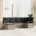 Set di divani 6 pz Grigio chiaro polyrattan