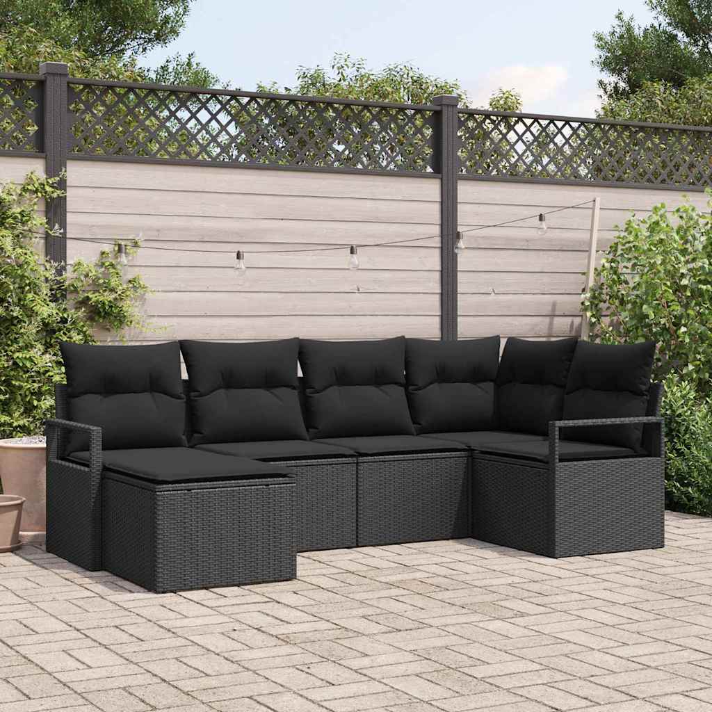 Set di divani 6 pz Nero polyrattan