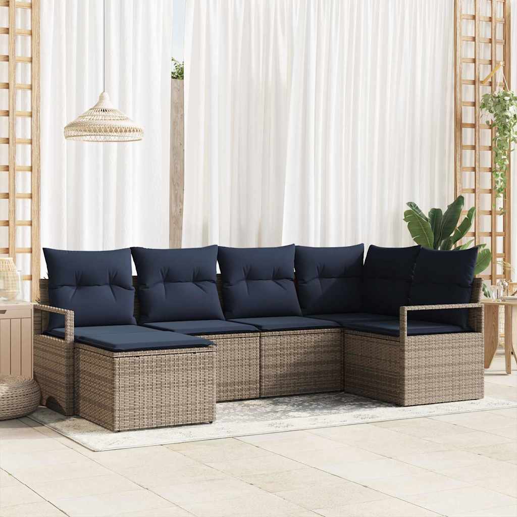 Set di divani 6 pz Grigio polyrattan