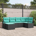 Set di divani 6 pz Nero polyrattan