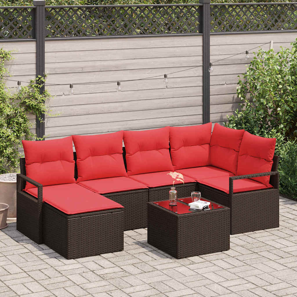 Set di divani 7 pz Marrone polyrattan