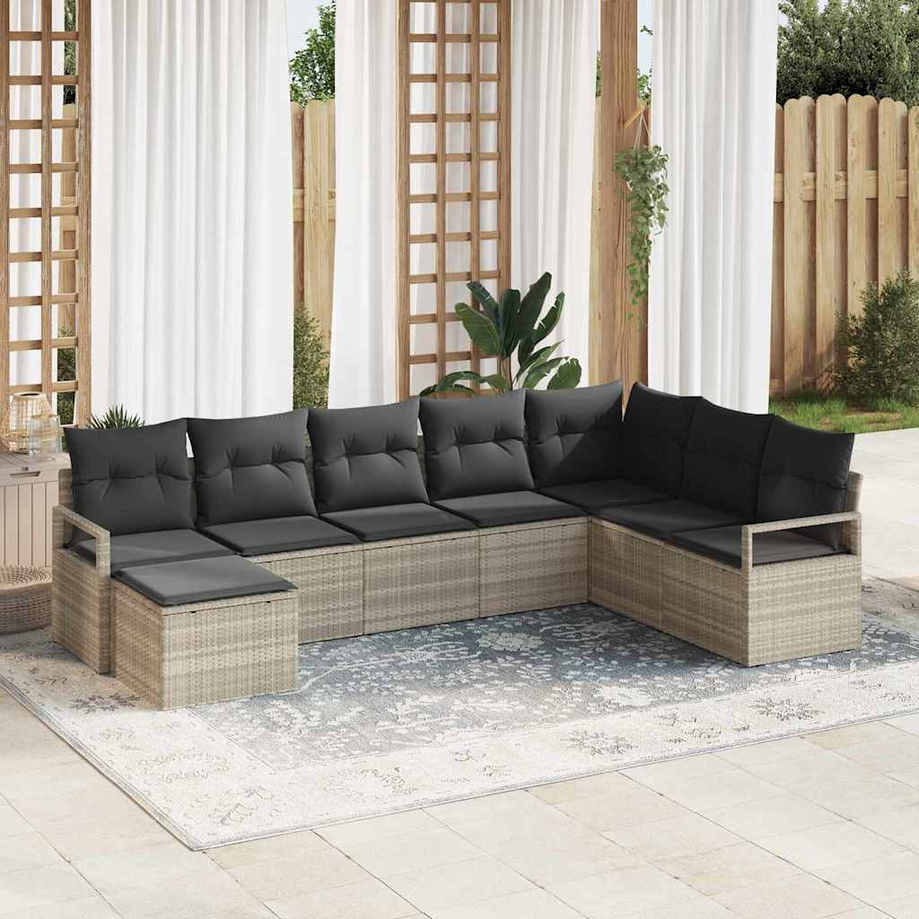 Set di divani 7 pz Grigio chiaro polyrattan