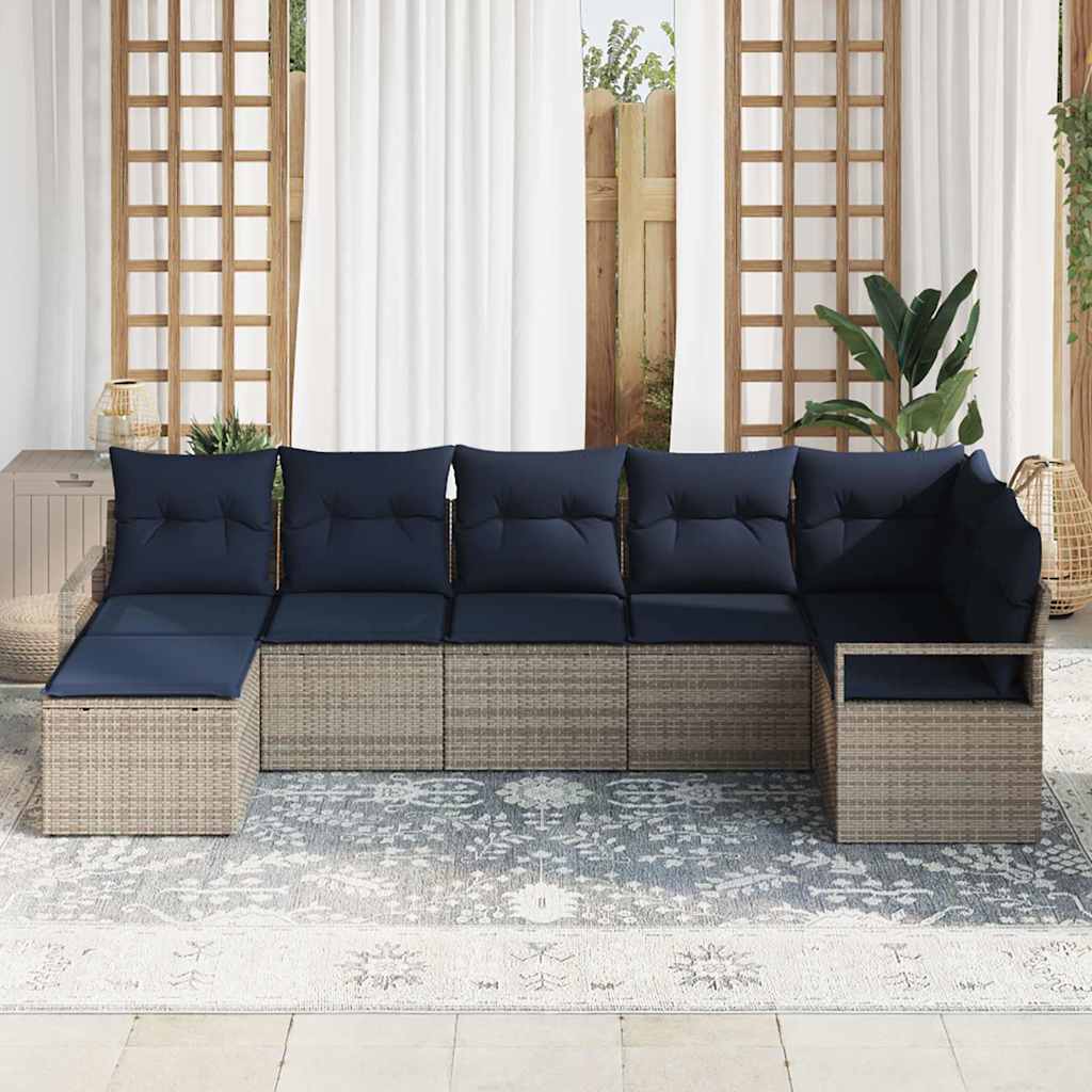 Set di divani 7 pz Grigio polyrattan