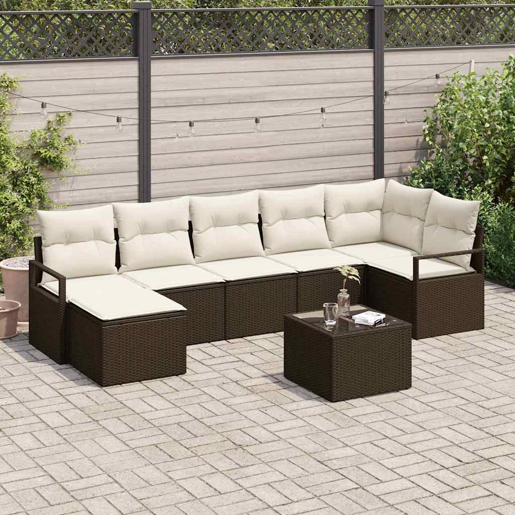 Set di divani 8 pz Marrone polyrattan