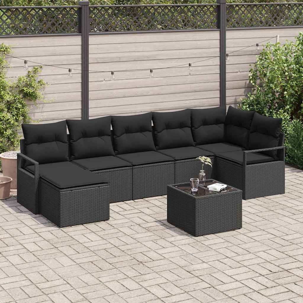 Set di divani 8 pz Nero polyrattan