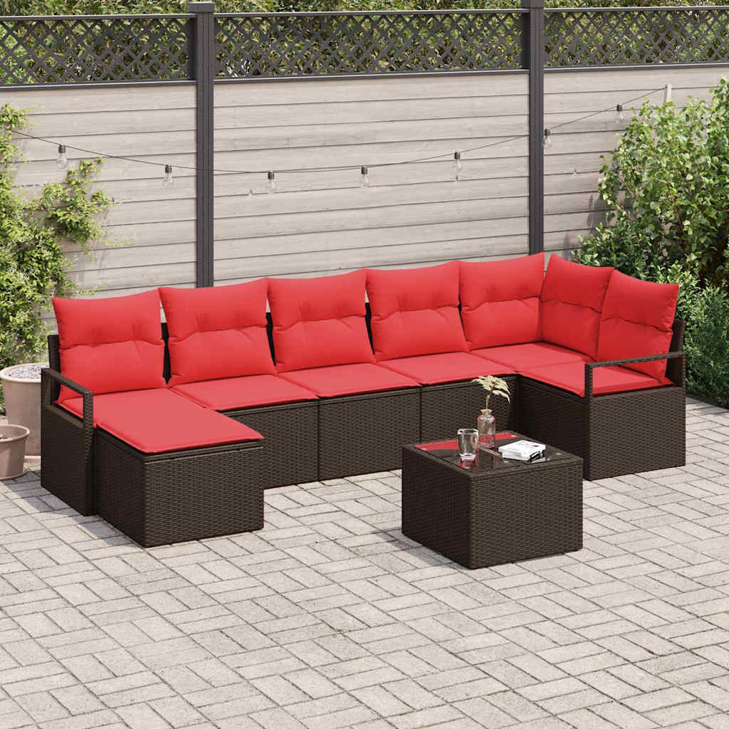 Set di divani 8 pz Marrone polyrattan