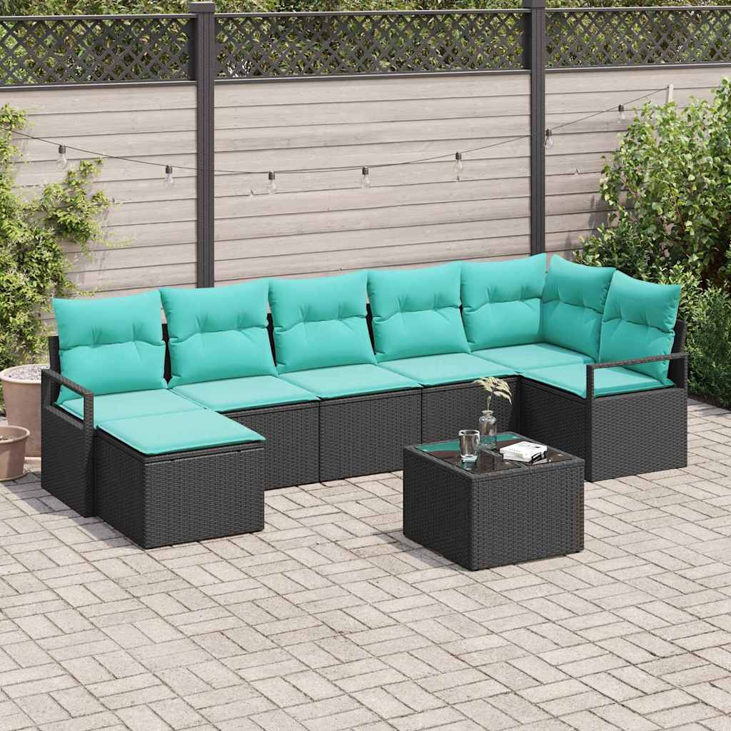 Set di divani 8 pz Nero polyrattan