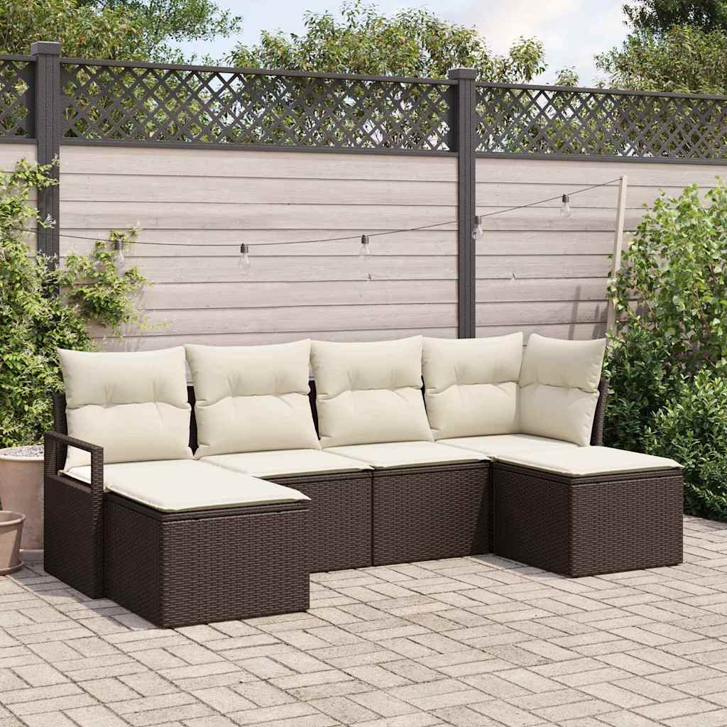 Set di divani 6 pz Marrone polyrattan