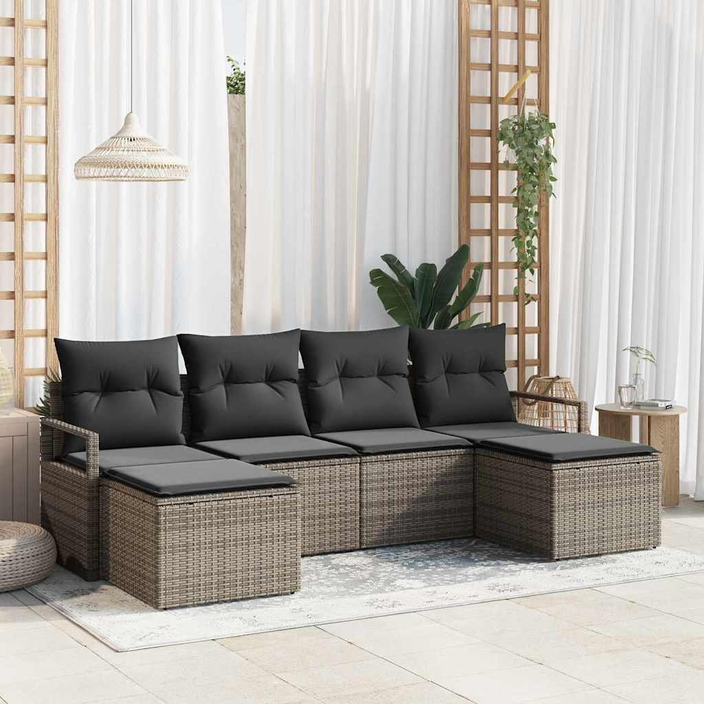 Set di divani 6 pz Grigio polyrattan