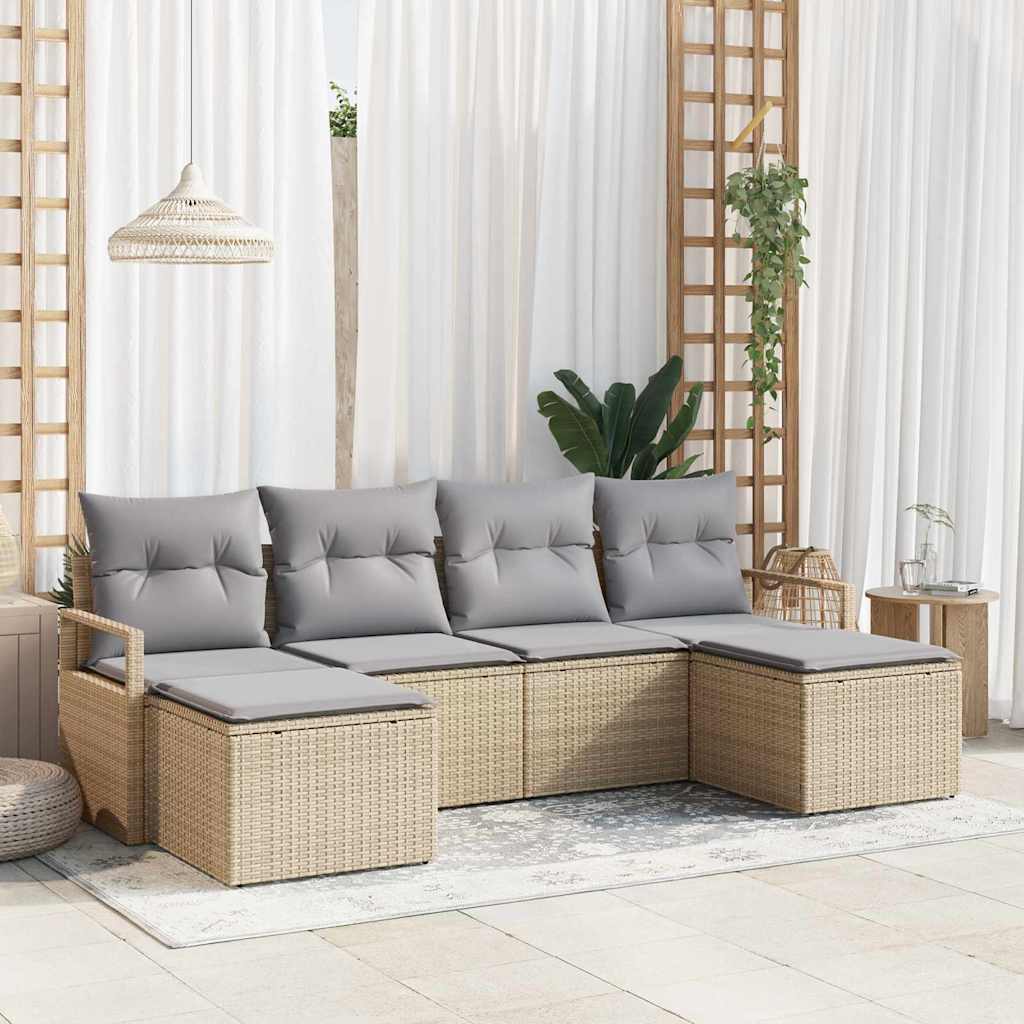 Set di divani 6 pz Beige polyrattan