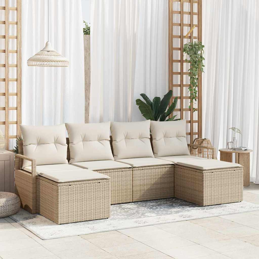 Set di divani 6 pz Beige polyrattan