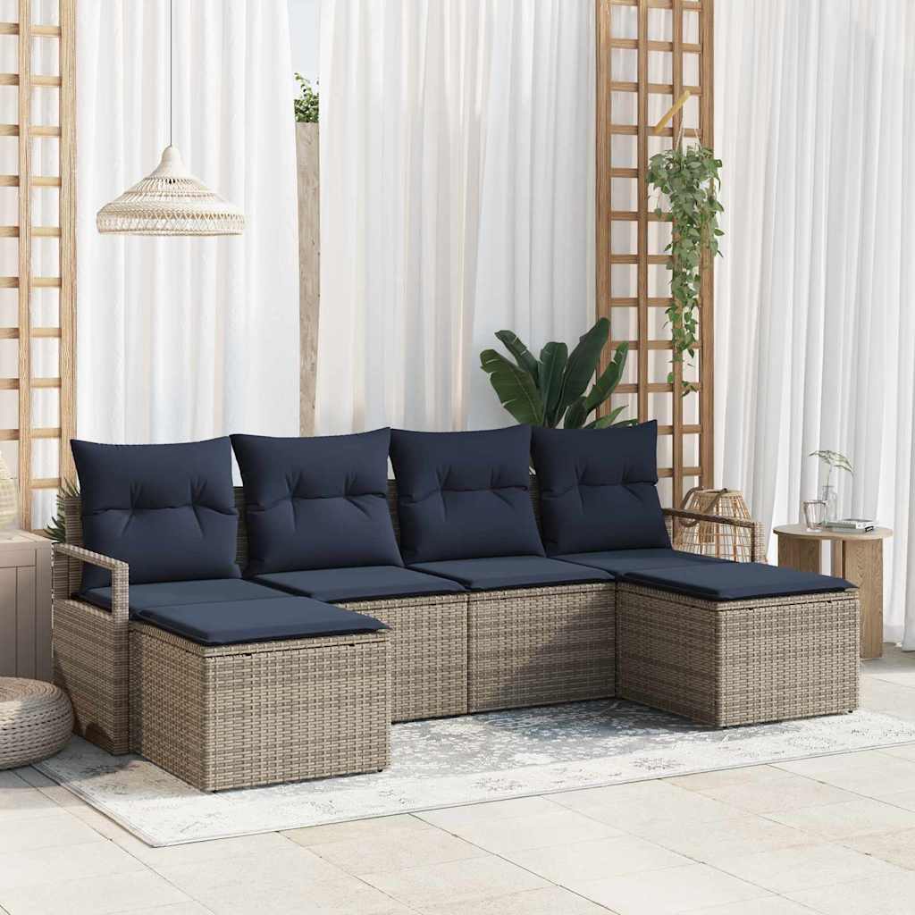 Set di divani 6 pz Grigio polyrattan
