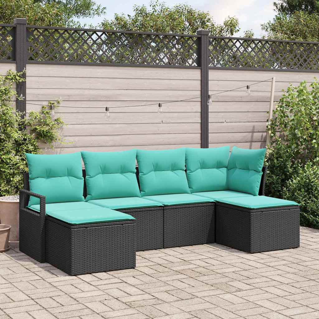 Set di divani 6 pz Nero polyrattan