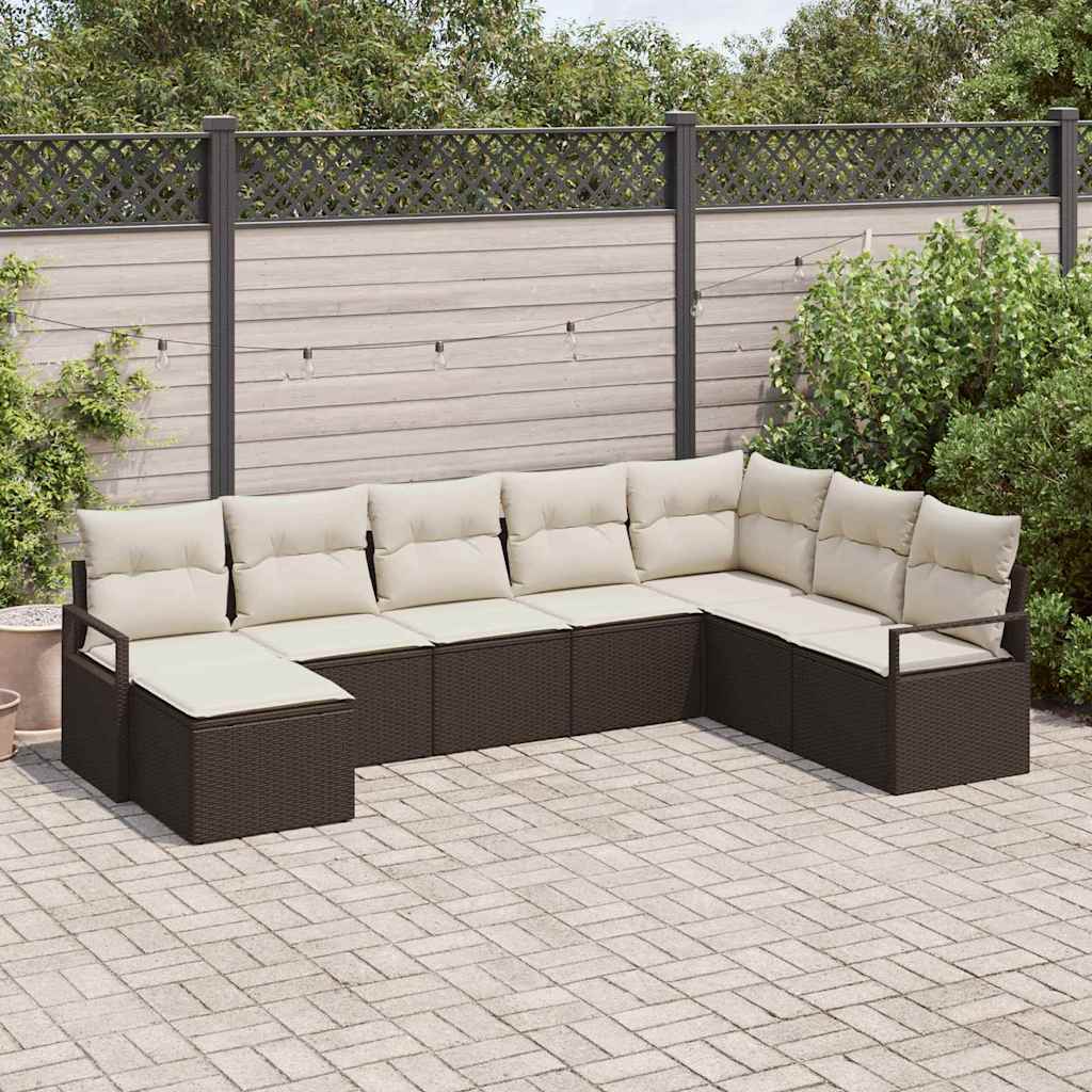Set di divani 8 pz Marrone polyrattan