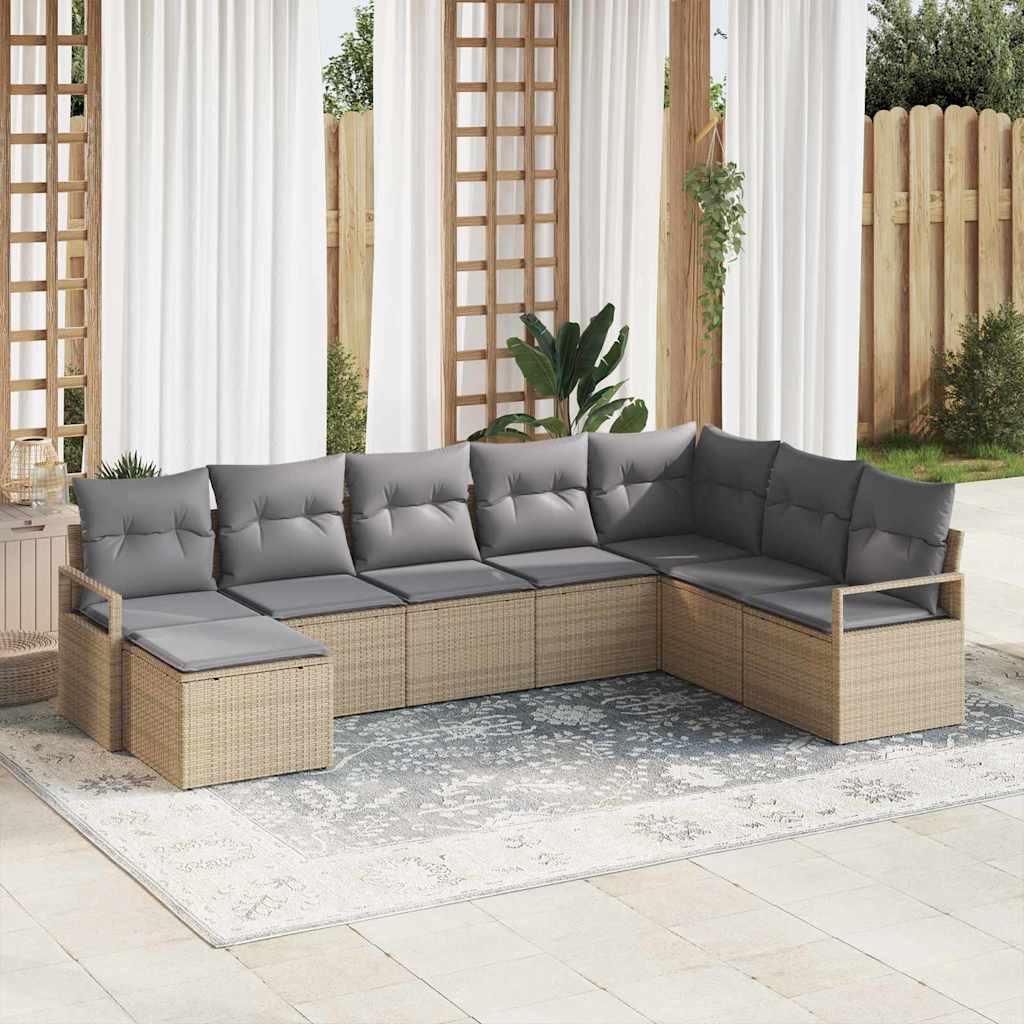 Set di divani 8 pz Beige polyrattan