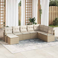 Set di divani 8 pz Beige polyrattan