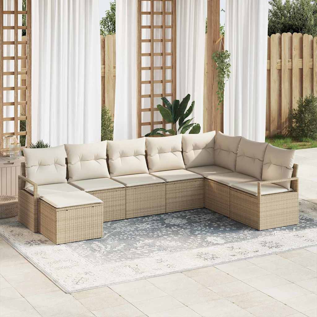 Set di divani 8 pz Beige polyrattan