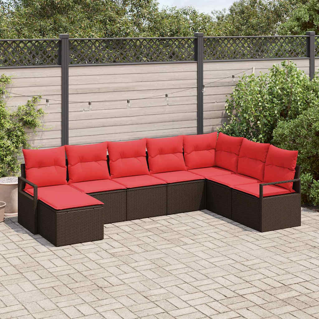 Set di divani 8 pz Marrone polyrattan