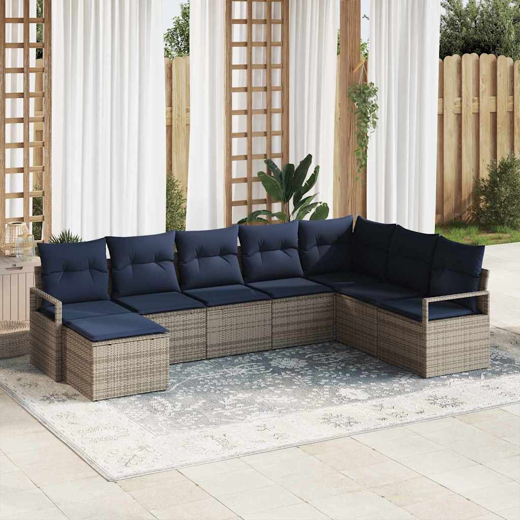 Set di divani 8 pz Grigio polyrattan