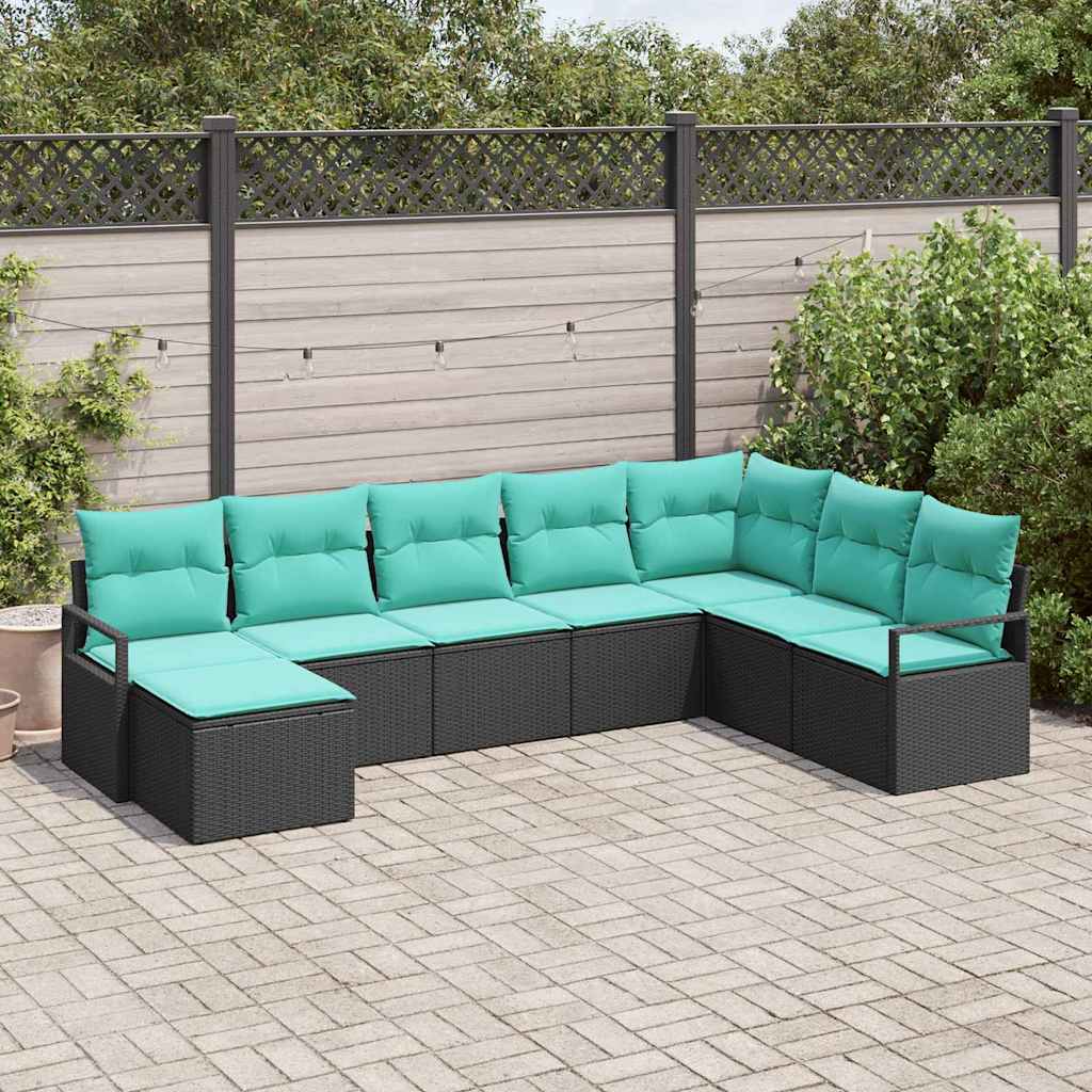 Set di divani 8 pz Nero polyrattan