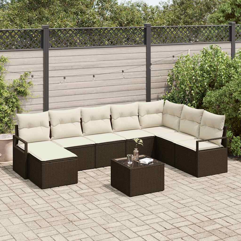 Set di divani 9 pz Marrone polyrattan
