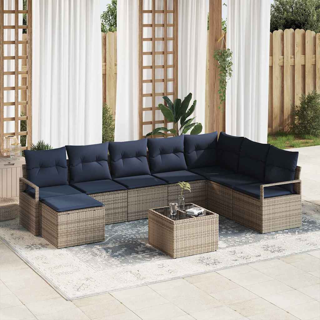 Set di divani 9 pz Grigio polyrattan