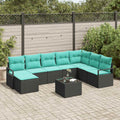 Set di divani 9 pz Nero polyrattan