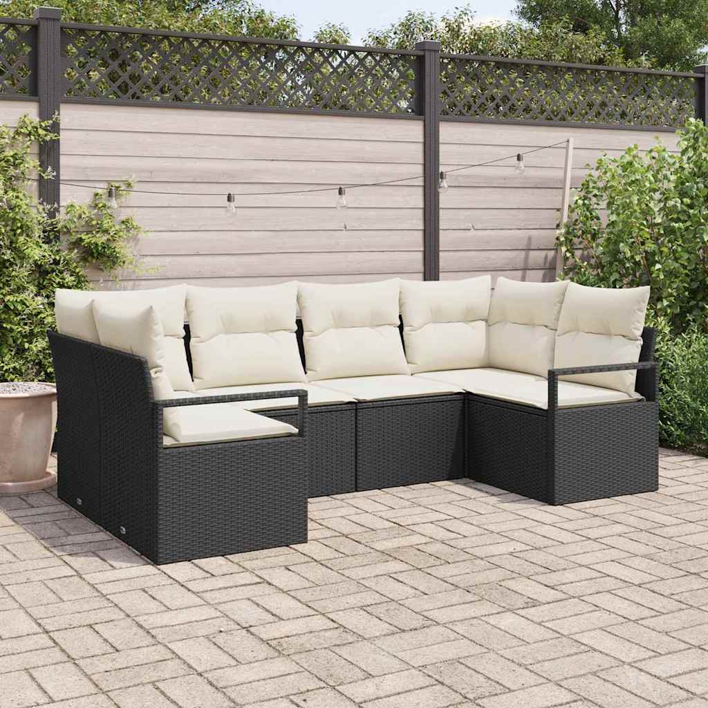 Set di divani 6 pz Nero polyrattan