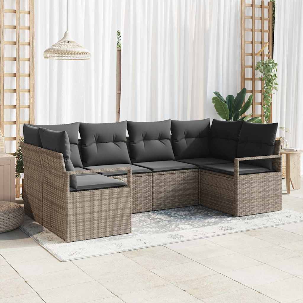 Set di divani 6 pz Grigio polyrattan