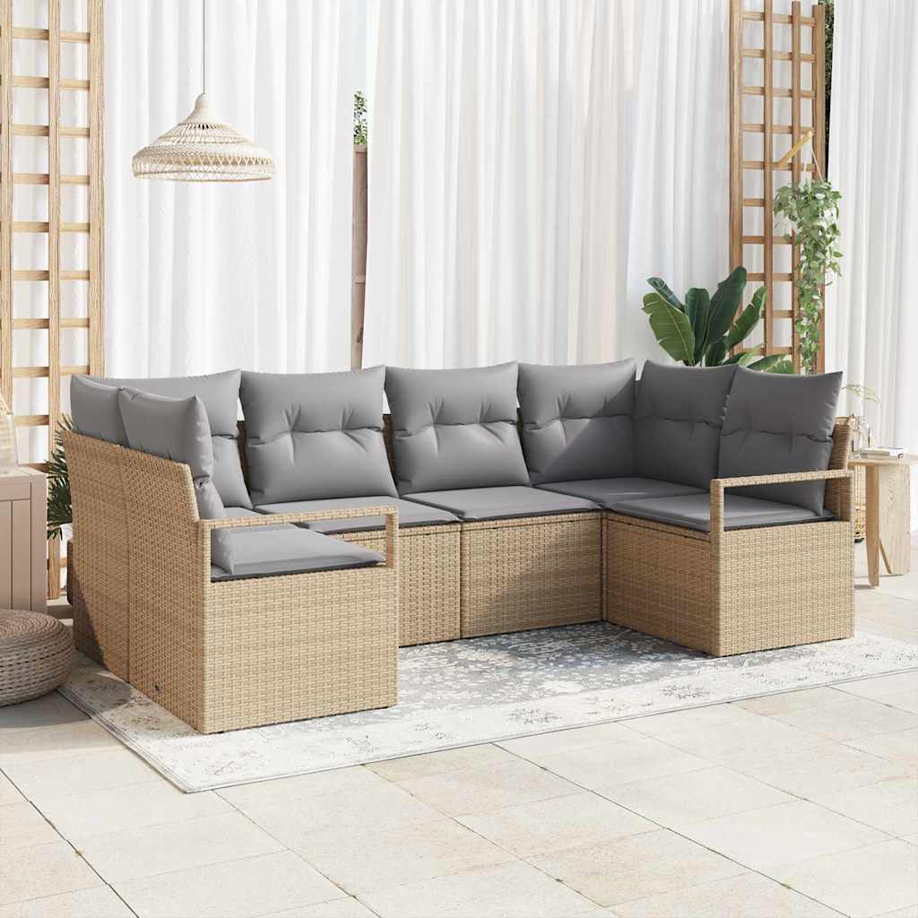 Set di divani 6 pz Beige polyrattan
