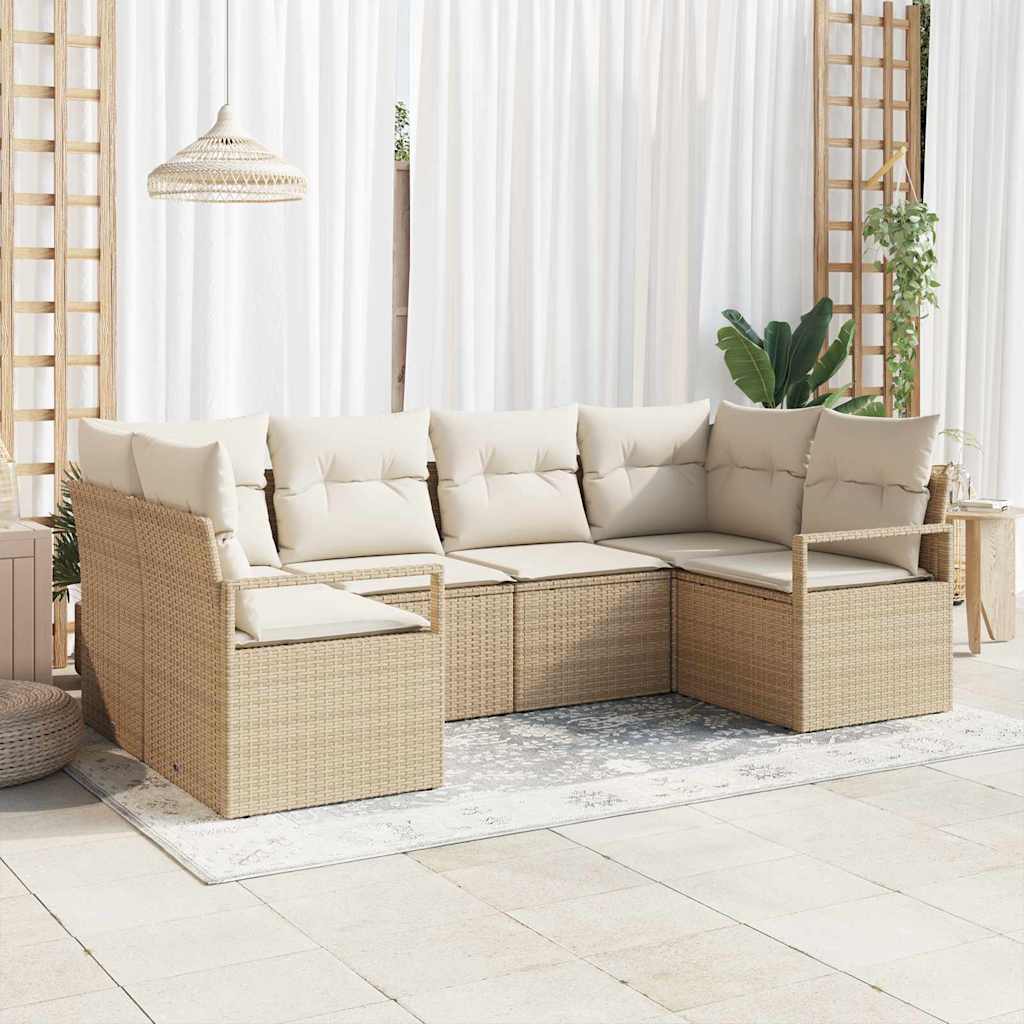 Set di divani 6 pz Beige polyrattan