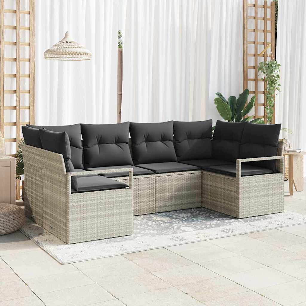 Set di divani 6 pz Grigio chiaro polyrattan