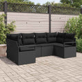 Set di divani 6 pz Nero polyrattan