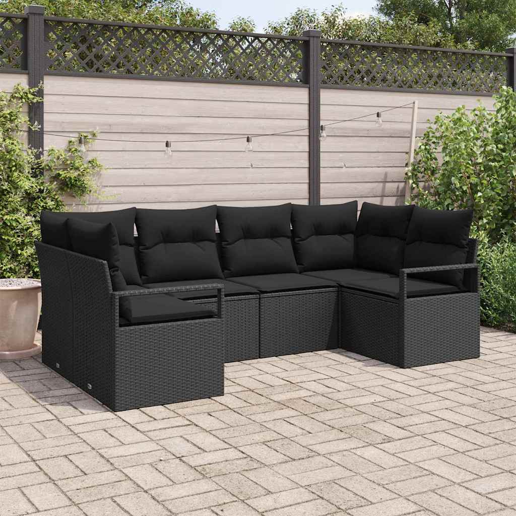 Set di divani 6 pz Nero polyrattan