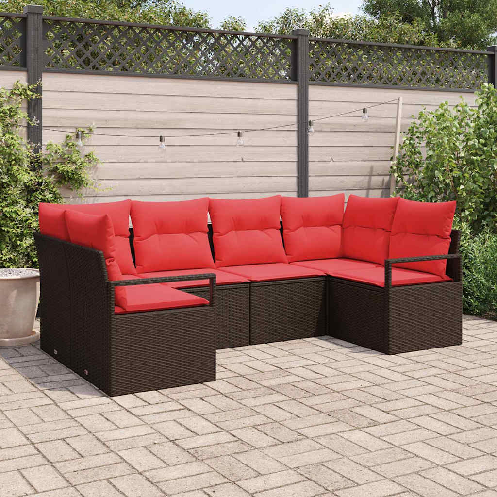 Set di divani 6 pz Marrone [Sintetico]: Rattan in Polipropilene