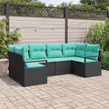 Set di divani 6 pz Nero [Sintetico]: Rattan in Polipropilene