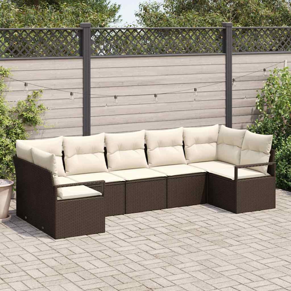 Set di divani 7 pz Marrone polyrattan