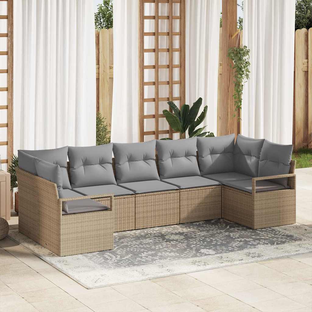 Set di divani 7 pz Beige polyrattan