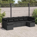 Set di divani 7 pz Nero polyrattan