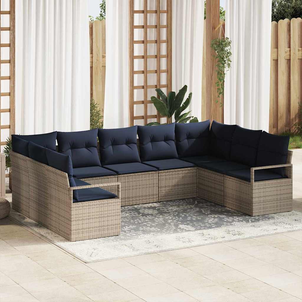 Set di divani 7 pz Grigio polyrattan
