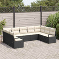Set di divani 9 pz Nero polyrattan