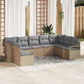 Set di divani 9 pz Beige polyrattan