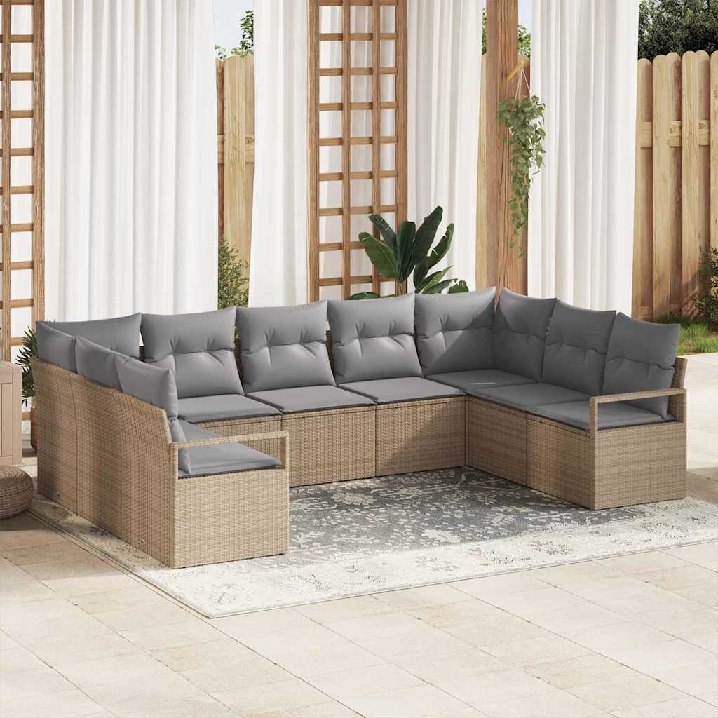Set di divani 9 pz Beige polyrattan