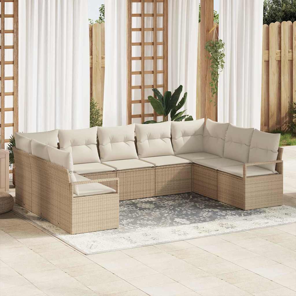 Set di divani 9 pz Beige polyrattan