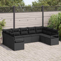 Set di divani 9 pz Nero polyrattan