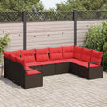 Set di divani 9 pz Marrone polyrattan