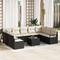 Set di divani 10 pz Nero polyrattan