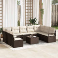 Set di divani 10 pz Marrone polyrattan