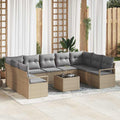 Set di divani 10 pz Beige polyrattan