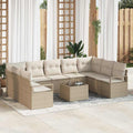 Set di divani 10 pz Beige polyrattan